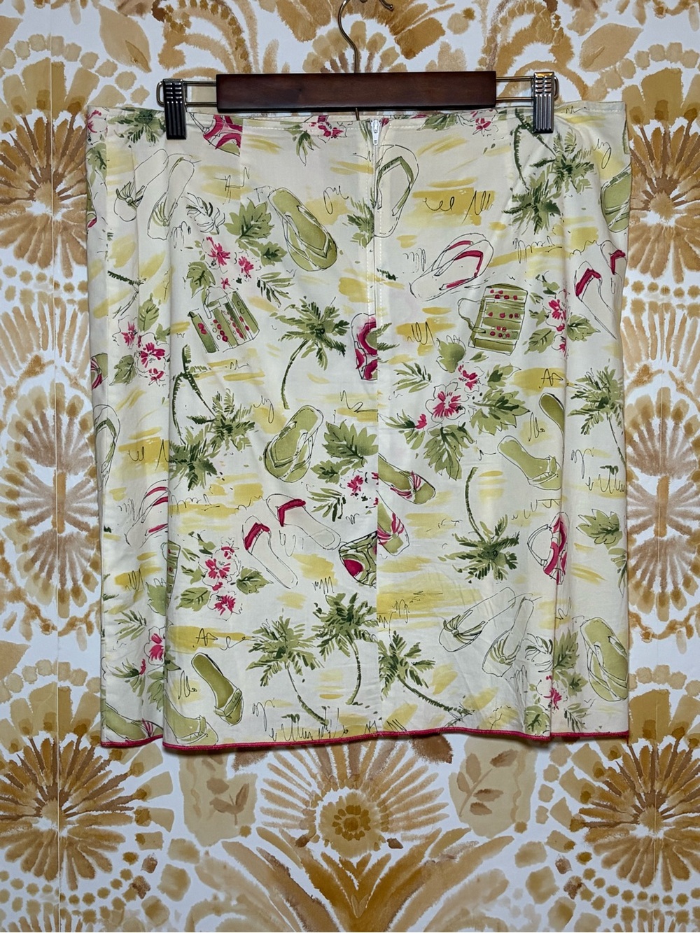 Tropical Island Print Wrap Skirt | Beach Vacation Resort Skirt | Coastal Summer - Picture 4 of 6